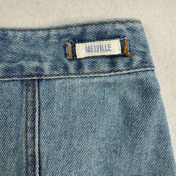 Melville Snap Button Down Mini Denim Jean Skirt Womens Sz 26 Light Wash Preppy - Picture 11 of 11